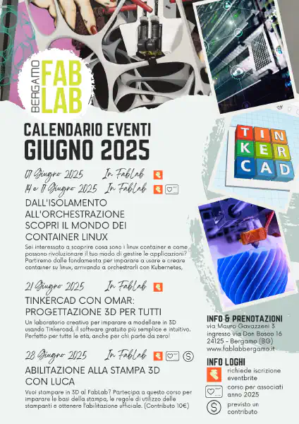 Locandina eventi al FabLab - Giugno 2025