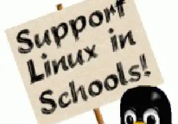 Linux con cartello da manifestante per la scuola