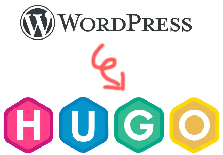 Immagine che mostra una freccia da wordpress a hugo