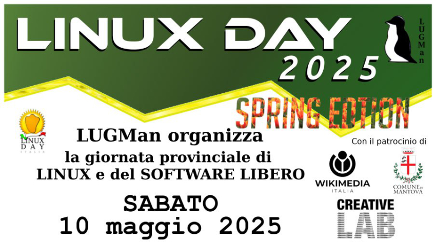 Banner annuncio dell'evento Linux Day Spring Edition 2025 a Mantova